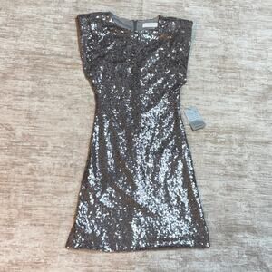 ASTR the Label Womens XS Silver Sequin Sleeveless Dress Disco Party Cocktail New